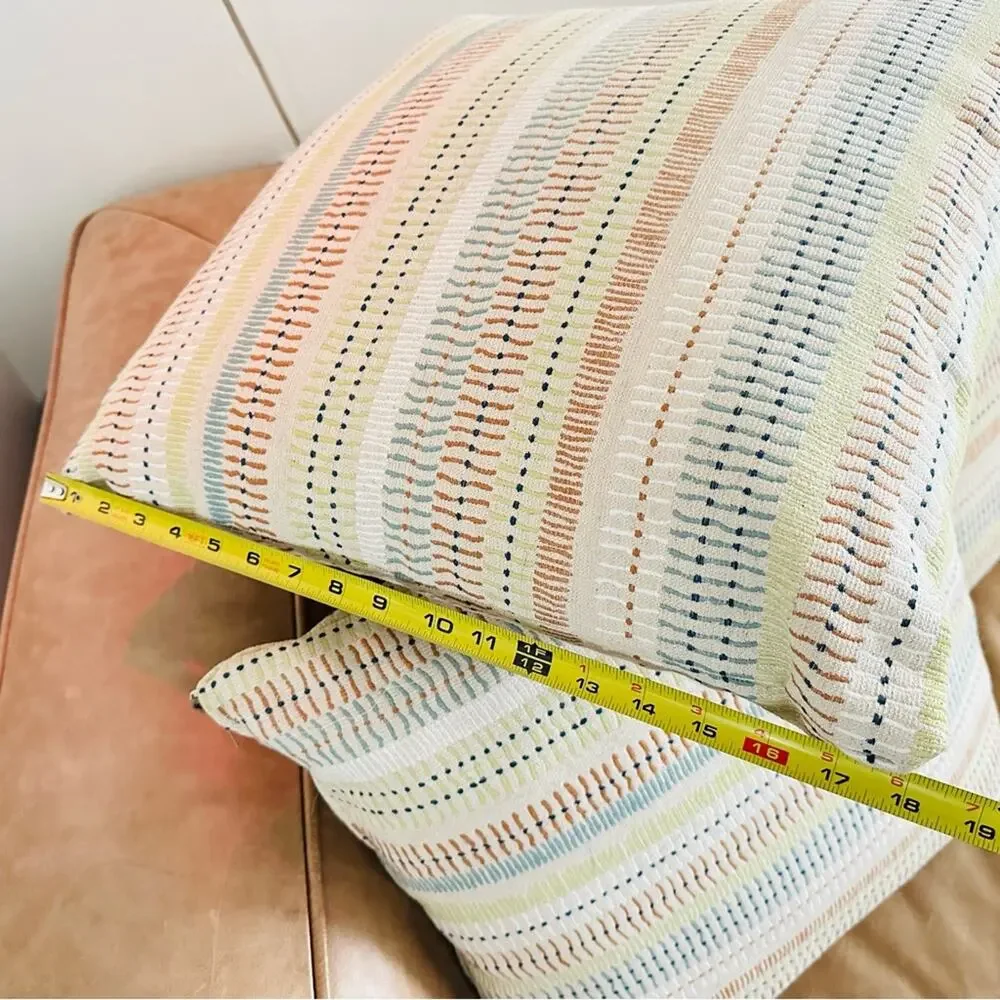 4 TARGET Cream Tan Beige Striped Blue Orange Textured Pillow Case 19